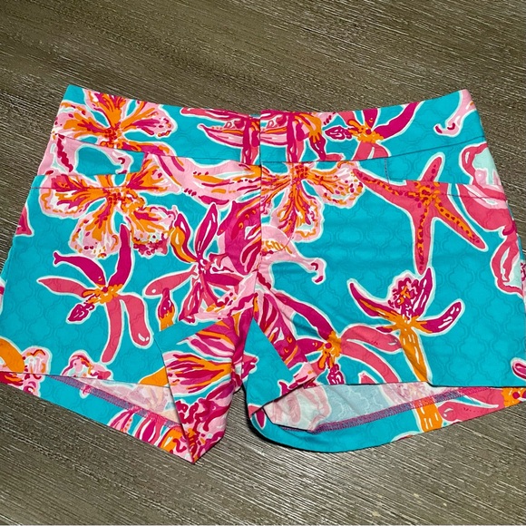 LILLY PULITZER Ellie shorts - Sea Blue/size 2 - turquoise, hot pink & orange EUC - Picture 8 of 8